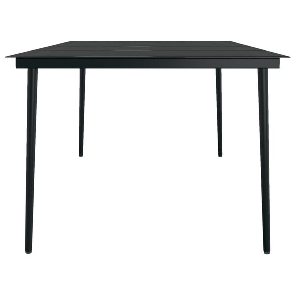vidaXL Garden Dining Table Black 200x100x74 cm Steel and Glass