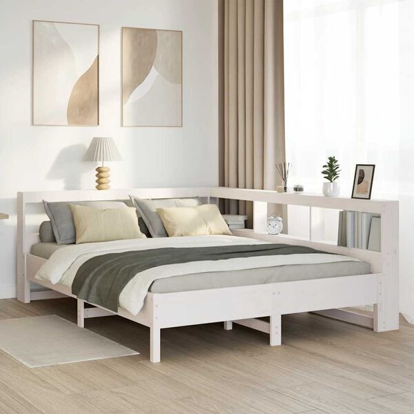 vidaXL Bookcase Bed without Mattress White 140x190 cm Solid Wood Pine