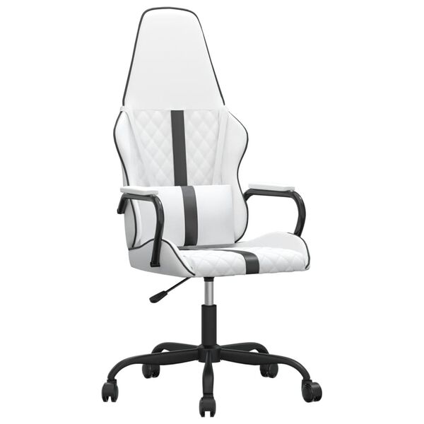 vidaXL Gaming Chair White and Black Faux Leather