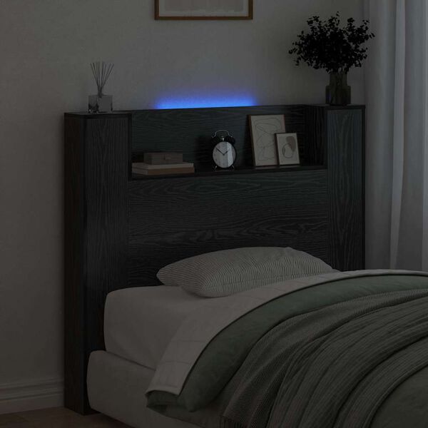 vidaXL Headboard Black Oak 120 x 15 x 103.5 cm Engineered Wood