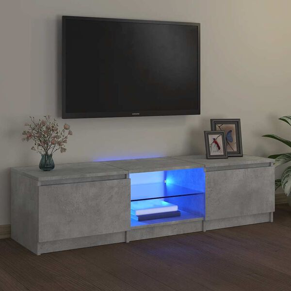 vidaXL TV Cabinet with LED Lights Concrete Grey 140x40x36 cm
