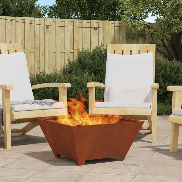 vidaXL Fire Pit Brown 60 x 60 x 30 cm Weather Steel