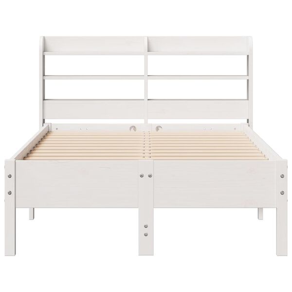 vidaXL Bed Frame without Mattress White 120x190 cm Small Double Solid Wood Pine