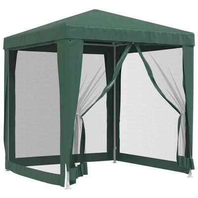 vidaXL Party Tent with 4 Mesh Sidewalls Green 2x2 m HDPE