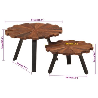 vidaXL Coffee Tables 2 pcs Solid Wood Reclaimed and Iron