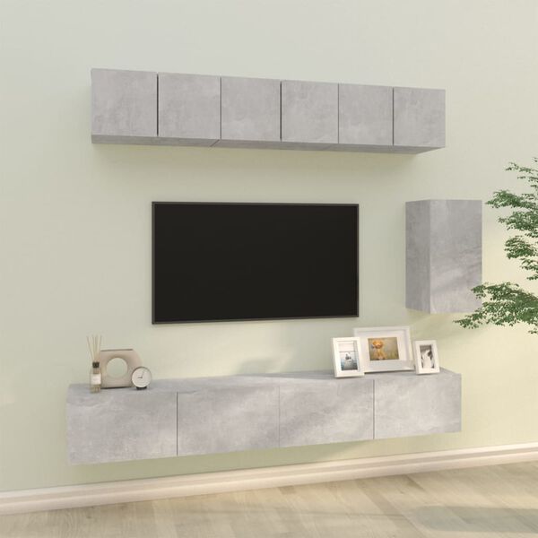 vidaXL 6 Piece TV Cabinet Set Concrete Grey Engineered Wood