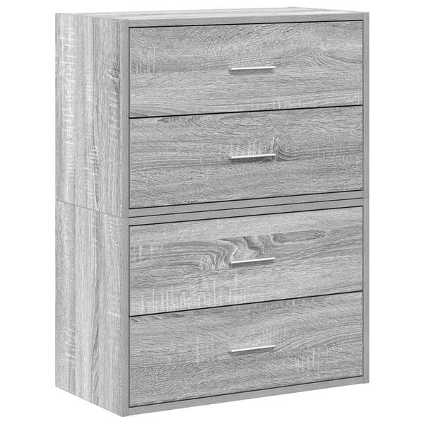 vidaXL Cabinets with 2 Drawers 2 pcs Grey Sonoma 60x31x40 cm Engineered Wood