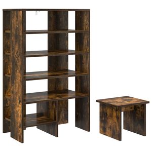 vidaXL Shoe Cabinet with Shelf 2 pcs Smoked Oak Engineered Wood