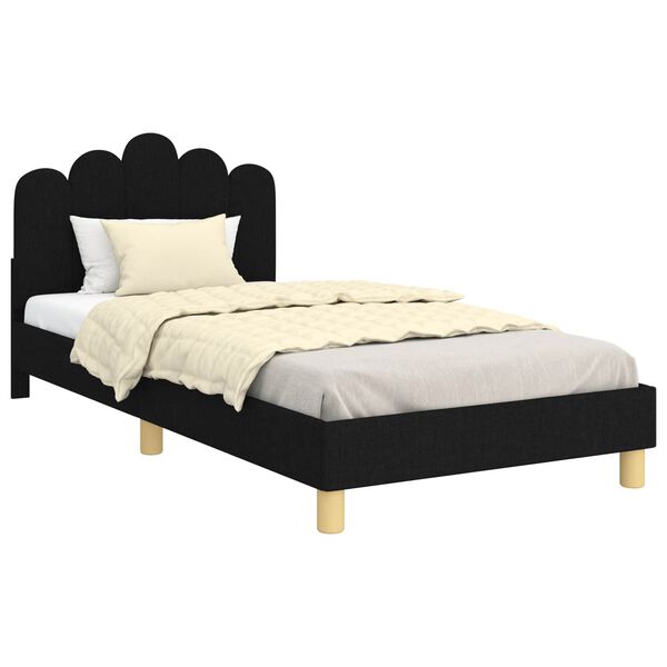 vidaXL Children's Bed Frame with Headboard Black 90 x 200 cm Fabric