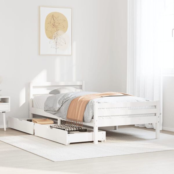 vidaXL Bed Frame without Mattress White 100x200 cm Solid Wood Pine