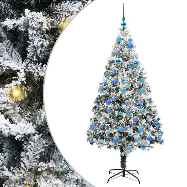vidaXL Artificial Christmas Tree with 300 LEDs with Stand White 180 cm