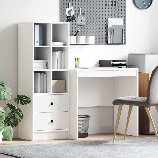 vidaXL Desk with Drawer 2 pcs White