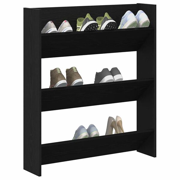 vidaXL Shoe Cabinet Black Oak 80 x 18 x 90 cm Engineered Wood