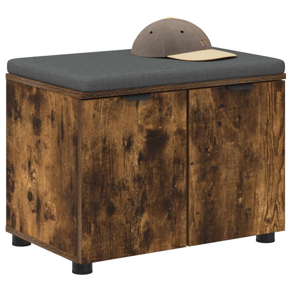 vidaXL Hall Bench with Cushion with Storage Smoked Oak 60 x 38 x 46 cm
