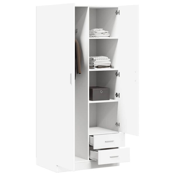 vidaXL Wardrobe White 80x52x180 cm Engineered Wood