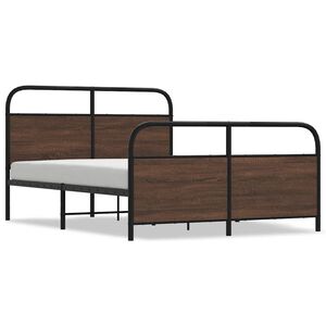 vidaXL Metal Bed Frame without Mattress Brown Oak 137x190 cm