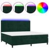 vidaXL Box Spring Bed with Mattress&LED Dark Green 200x200 cm Velvet