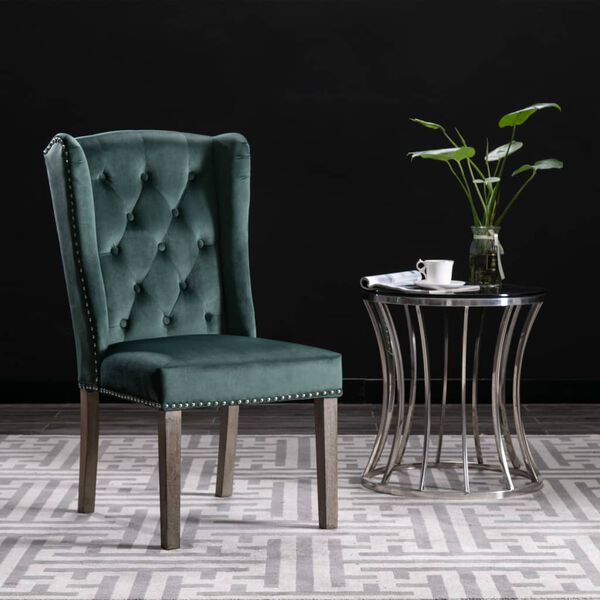 vidaXL Dining Chair Dark Green Velvet