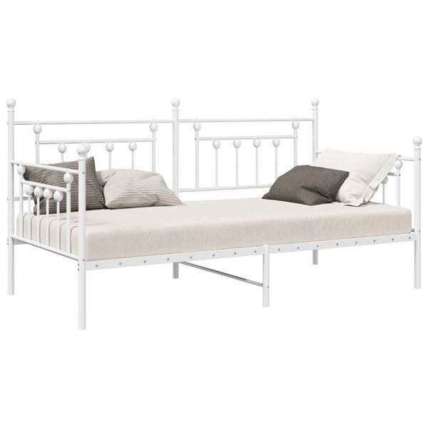 vidaXL Daybed Frame with Headboard White 100 x 200 cm Steel