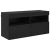 vidaXL TV Wall Cabinet 80 x 30 x 40 cm Black Oak Engineered Wood