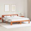 vidaXL Bed Frame with Headboard Wax Brown 200 x 200 cm Solid Pine Wood