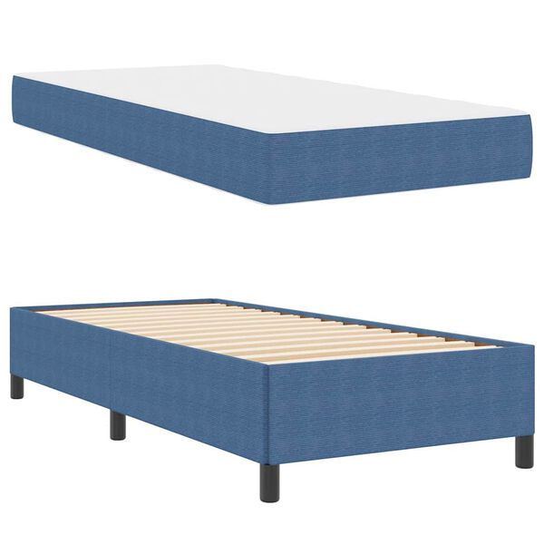 vidaXL Bed Frame with Mattress Blue 90 x 200 cm Fabric