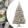 vidaXL Artificial Hinged Christmas Tree Green and White 180 cm