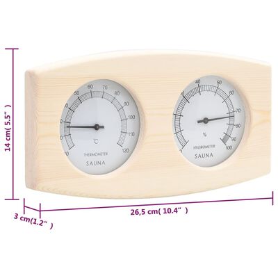 vidaXL 2 in 1 Sauna Hygrothermograph and Sand Timer Set Solid Wood Pine