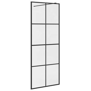 vidaXL Walk-in Shower Wall with Clear ESG Glass 80x195 cm Black