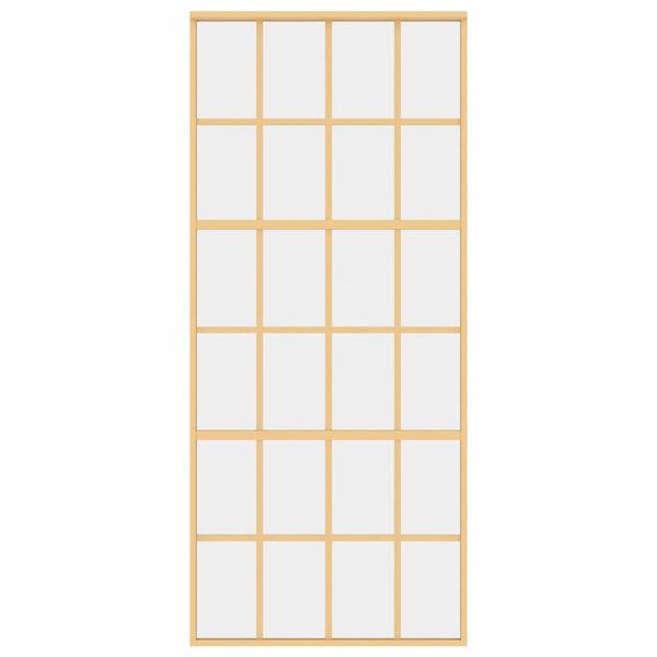 vidaXL Sliding Door Gold 90x205 cm Clear ESG Glass and Aluminium