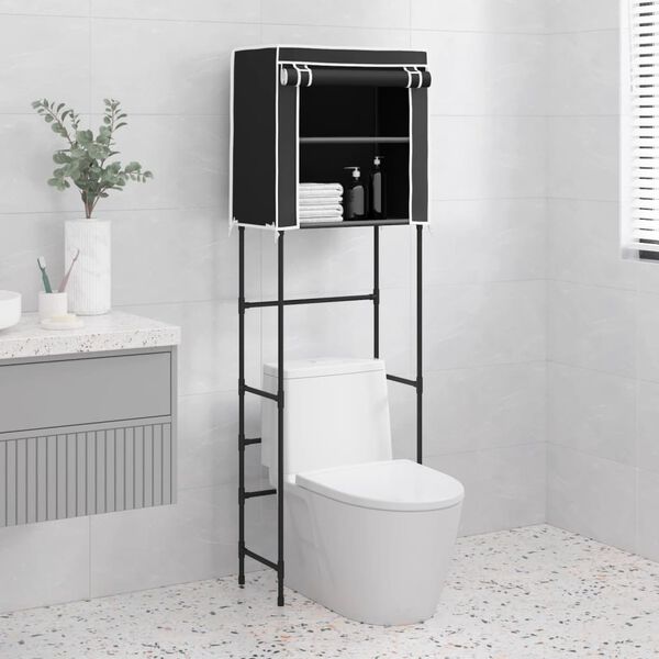 vidaXL 2-Tier Storage Rack over Toilet Black 56x30x170 cm Iron