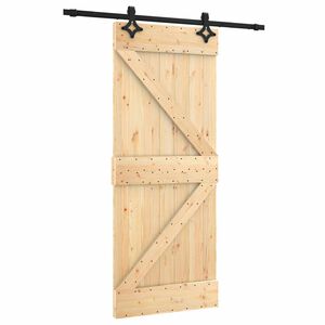 vidaXL Sliding Door Natural and Black 85 x 210 cm Solid Pine Wood