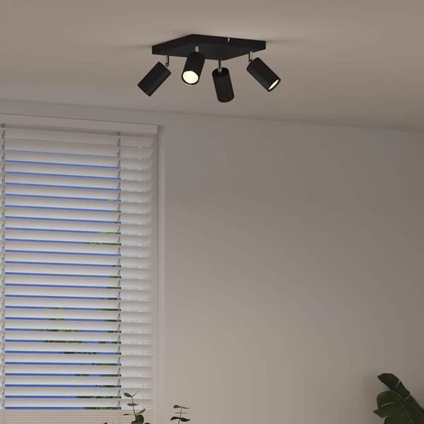 vidaXL Ceiling Spotlight with Spotlights Black 26 x 26 x 16.5 cm Metal