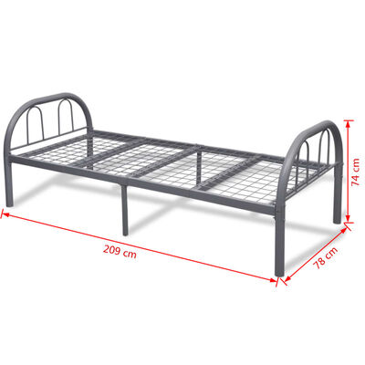 vidaXL Bed Frame Grey Metal 75x200 cm