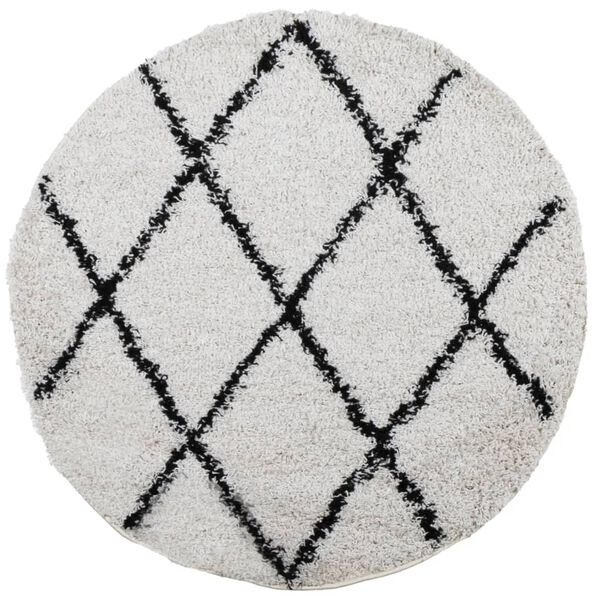 vidaXL Shaggy Rug PAMPLONA High Pile Modern Cream and Black &Oslash; 240 cm