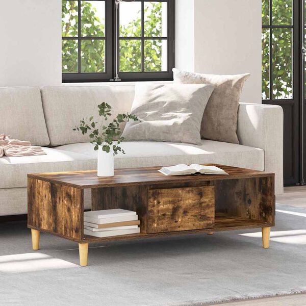vidaXL Coffee Table Smoked Oak 102 x 55 x 35 cm Engineered Wood
