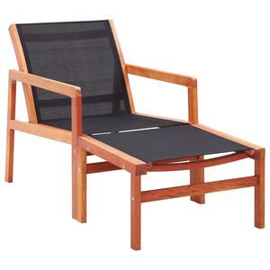 vidaXL Garden Chair with Footrest Solid Eucalyptus Wood and Textilene