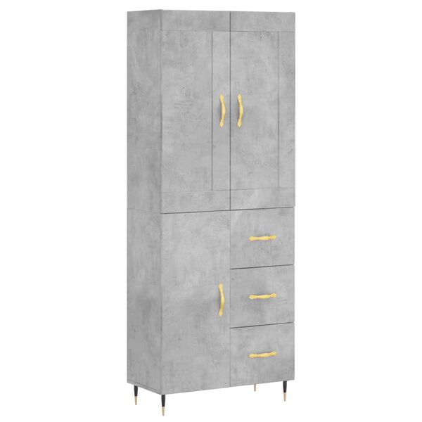 vidaXL Highboard Concrete Grey 69.5x34x180 cm Engineered Wood