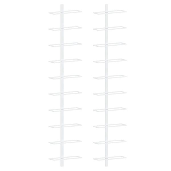 vidaXL Wall-mounted Wine Rack for 10 Bottles 2 pcs White Metal
