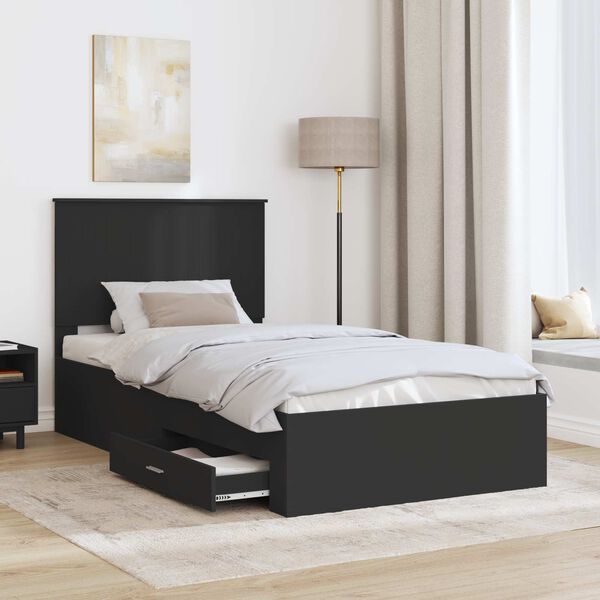 vidaXL Bed Frame Black and Silver 90 x 200 cm Engineered Wood