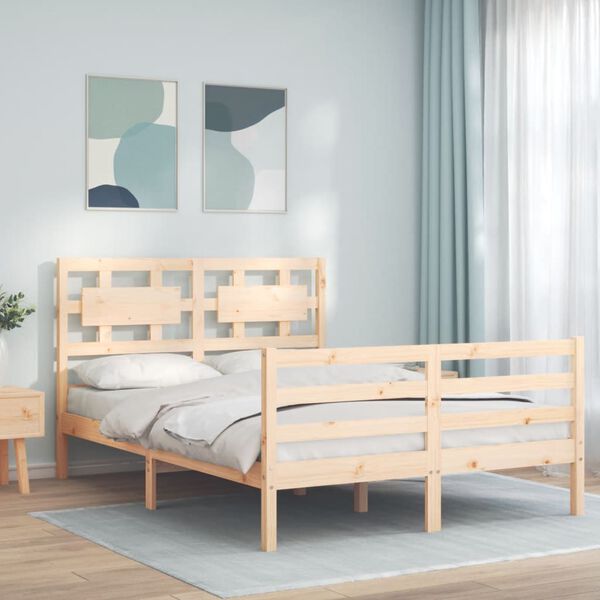 vidaXL Bed Frame without Mattress Small Double Solid Wood