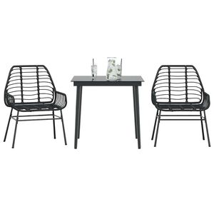 vidaXL 5 Piece Garden Dining Set Black Poly Rattan Glass