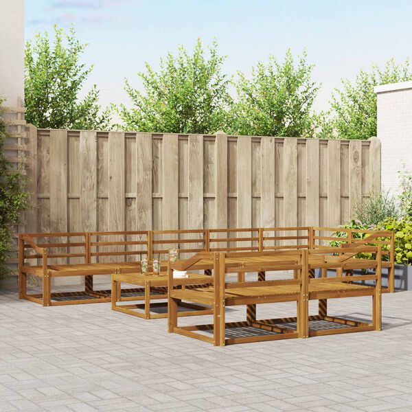 vidaXL Outdoor Sofa Set 9 pcs Natural Solid Acacia Wood