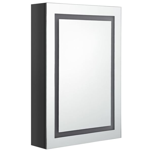 vidaXL LED Bathroom Mirror Cabinet Shining Black 50x13x70 cm