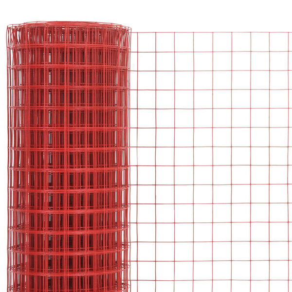 vidaXL Chicken Wire Fence Steel with PVC Coating 10x0.5 m Red