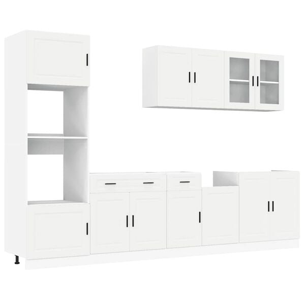 vidaXL 7 Piece Kitchen Cabinet Set Porto White Engineered Wood