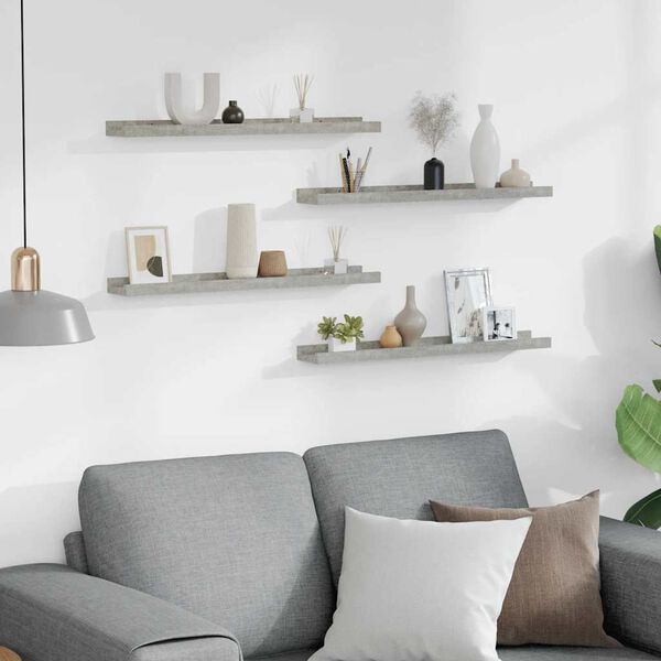 vidaXL Wall Shelves 4 pcs Concrete Grey 60x9x3 cm