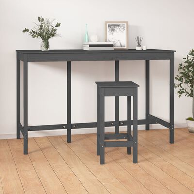 vidaXL Bar Table Grey 180x80x110 cm Solid Wood Pine