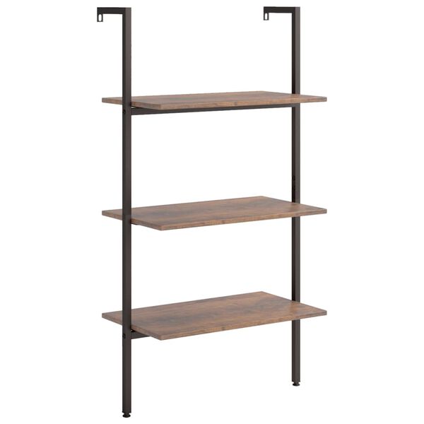 vidaXL 3-Tier Leaning Shelf Dark Brown and Black 64x35x120.5 cm