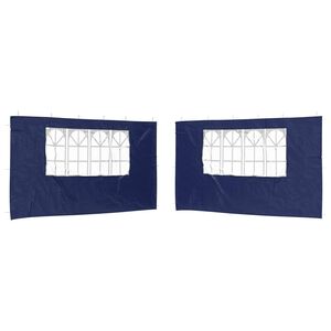 vidaXL Party Tent Sidewall 2 pcs 400 x 195 cm Blue PE and Steel